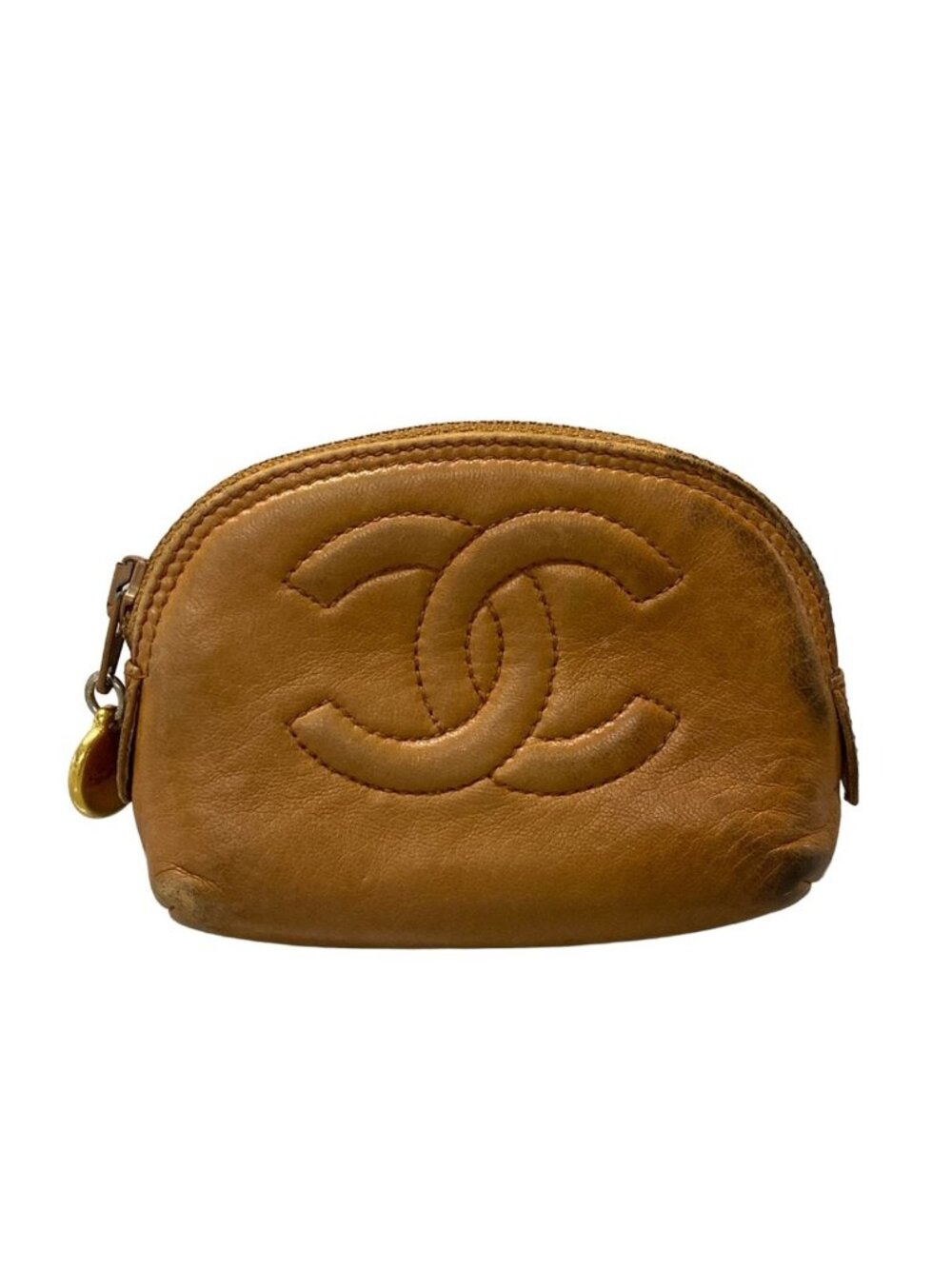 Chanel Coin Purse Dark Brown Gold Lambskin